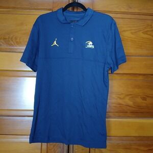 NWT Nike Jordan Michigan Wolverines Navy Blue Polo Shirt Men's Size Small NCAA